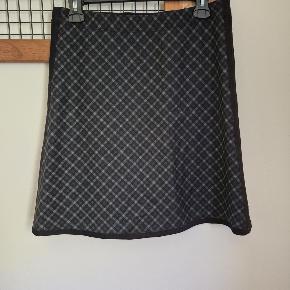 Max Studio Black and Gray Plaid A-Line Skirt